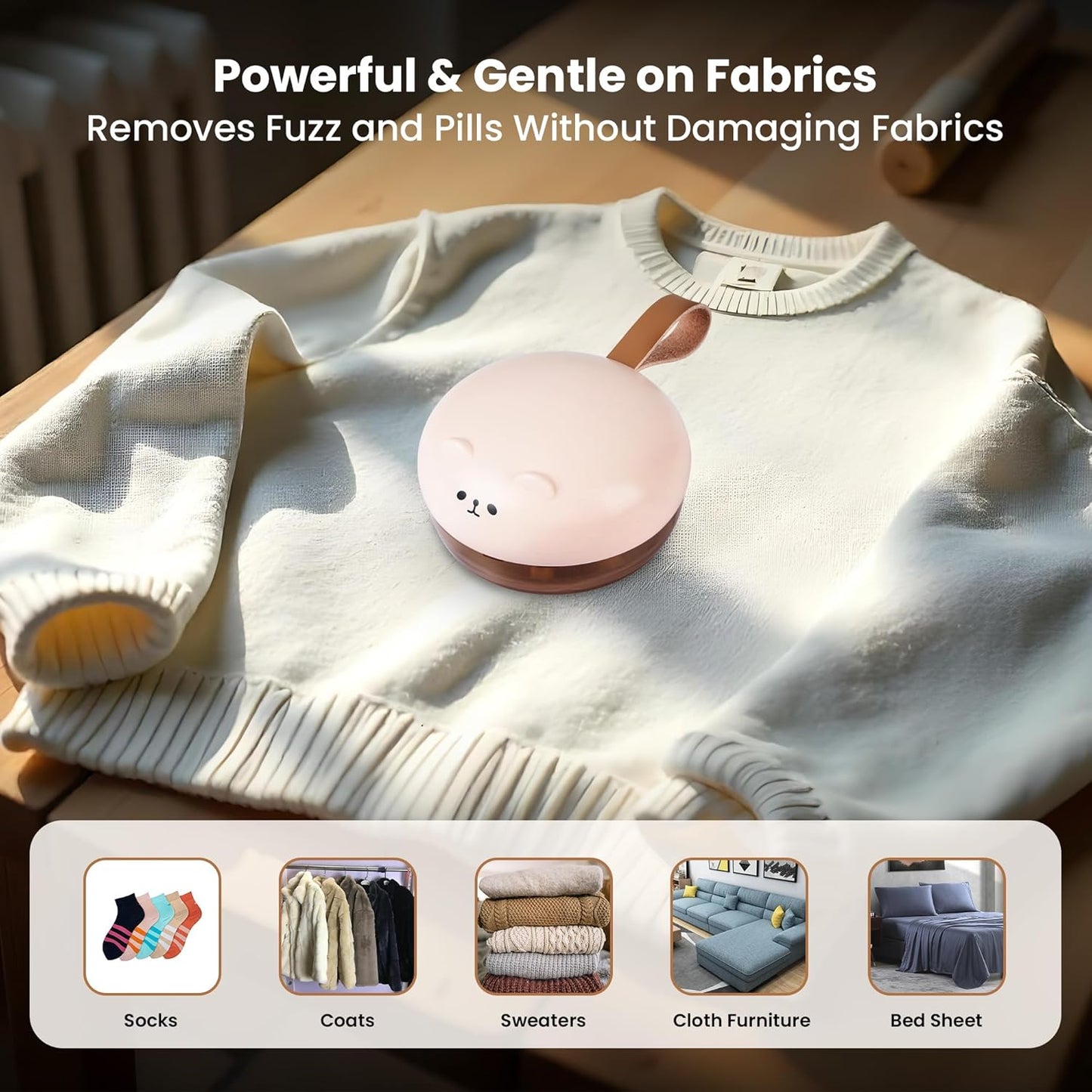 Rechargeable Fabric Shaver for Clothing | Electric Lint Remover for Clothes | Portable Sweater Shaver | Pilling Remover for Clothes with 500MAH Battery, 6 Rotary Blades & Large lint Collector