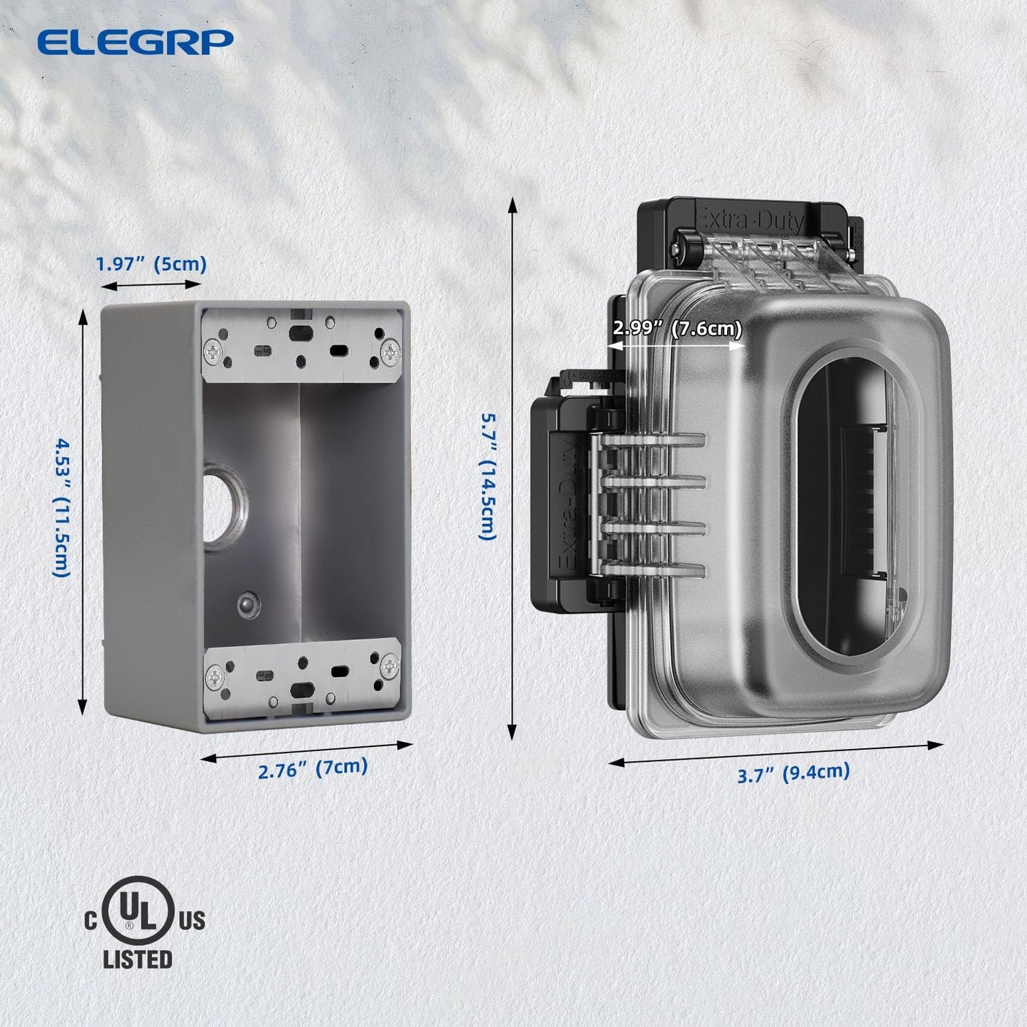 ELEGRP Weatherproof Outdoor Outlet in-Use Cover, Horizontal/Vertical Mount, Heavy-Duty Clear Cover for GFCI/Decorator Receptacles, Standard 1-Gang, UL/CUL Certified, 1 Pack