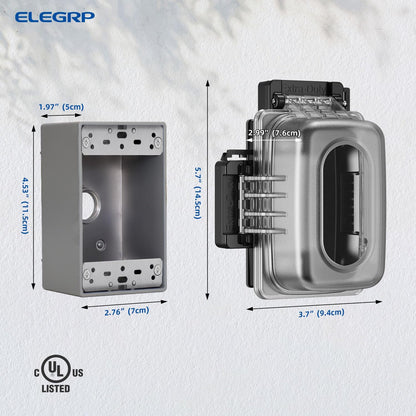ELEGRP Weatherproof Outdoor Outlet in-Use Cover, Horizontal/Vertical Mount, Heavy-Duty Clear Cover for GFCI/Decorator Receptacles, Standard 1-Gang, UL/CUL Certified, 1 Pack