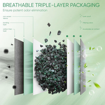 Activated Charcoal Odor Absorber,6 Pack Nature Odor Eliminator for Shoes, Bamboo Charcoal Air Purifying Bags,Shoe Deodorizer and Moisture Absorbers for Fresh Sneakers,Shoe Smell Remover