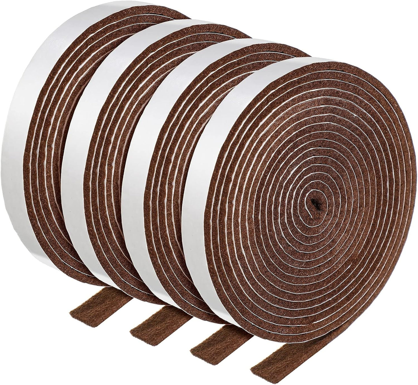 Zonon 4 Rolls 120 Inch Felt Strip with Adhesive Backing Felt Tapes Furniture Strip Rolls Self Stick Heavy Duty Polyester for Protecting Furniture and DIY Adhesive(Black,0.5 Inch)