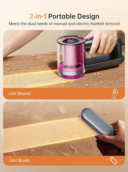 DRFLASH 2-in-1 Fabric Shaver Rechargeable - 3 Speeds Lint Remover with Digital LED Display & Type-C Fast Charging Port, Electric Sweater Defuzzer for Clothes, Furniture, Couch, Blanket
