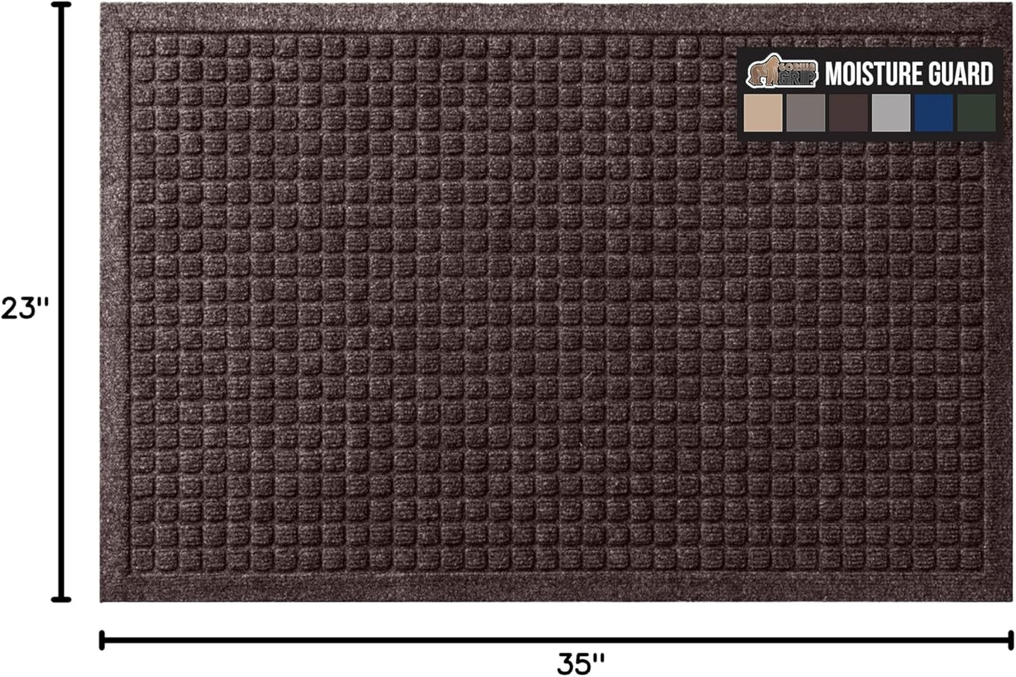 GORILLA GRIP® Ultra Absorbent Front Door Mat Outside Entrance, Traps Dirt and Moisture, HydroABSORB Indoor Outdoor Doormat Holds Up to 1.7 Cups Water, Stain and Fade Resistant Welcome Mat, 29x17 Black