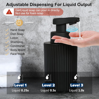 Automatic Soap Dispenser Foaming Touchless: 9oz Black Plastic - Rechargeable Electric Smart Auto Foam Soap Dispenser - Hand Dish Bathroom Kitchen