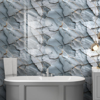 Chejiaye Shower Wall Panels Peel and Stick,Marble Wall Panels for Interior Decor,Backsplash Tile for Kitchen Showers Bathrooms Living Rooms 11.8"x11.8"in 10Pcs, Grey (Not Real Tile,9.7 Sq.ft)