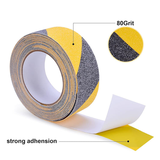 Qingluan Anti Slip Tape, Safety Non Slip Tape Outdoor Waterproof, High Adhesive Grip Tape for Stairs, Tread Step, Ramp, Skateboard, Caution to Keep from Slipping (Yellow/Black, 2 Inch x 33 Foot)