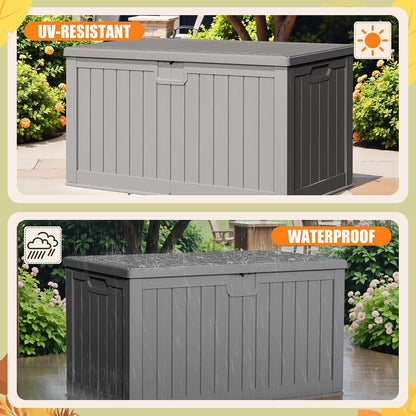Devoko 30 Gallon Resin Deck Box Waterproof Outdoor Storage Box for Patio Furniture Pool Accessories Indoor Storage for Cushion Garden Tools (30 Gallon, Black)