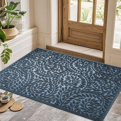Bulijojo Front Door Mat Entrance,Durable Heavy Duty Welcome Mat,Thick Absorbent Natural Rubber Non Slip Mat,Sturdy Entryway Brown 17"x30"