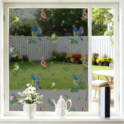Frosted Window Privacy Film - Brushed Silver Static Cling Glass Film for Bathroom, Day and Night Door Privacy Film Window Cover to Stop Dog Barking, 17.5x78.7 Inch, Pure