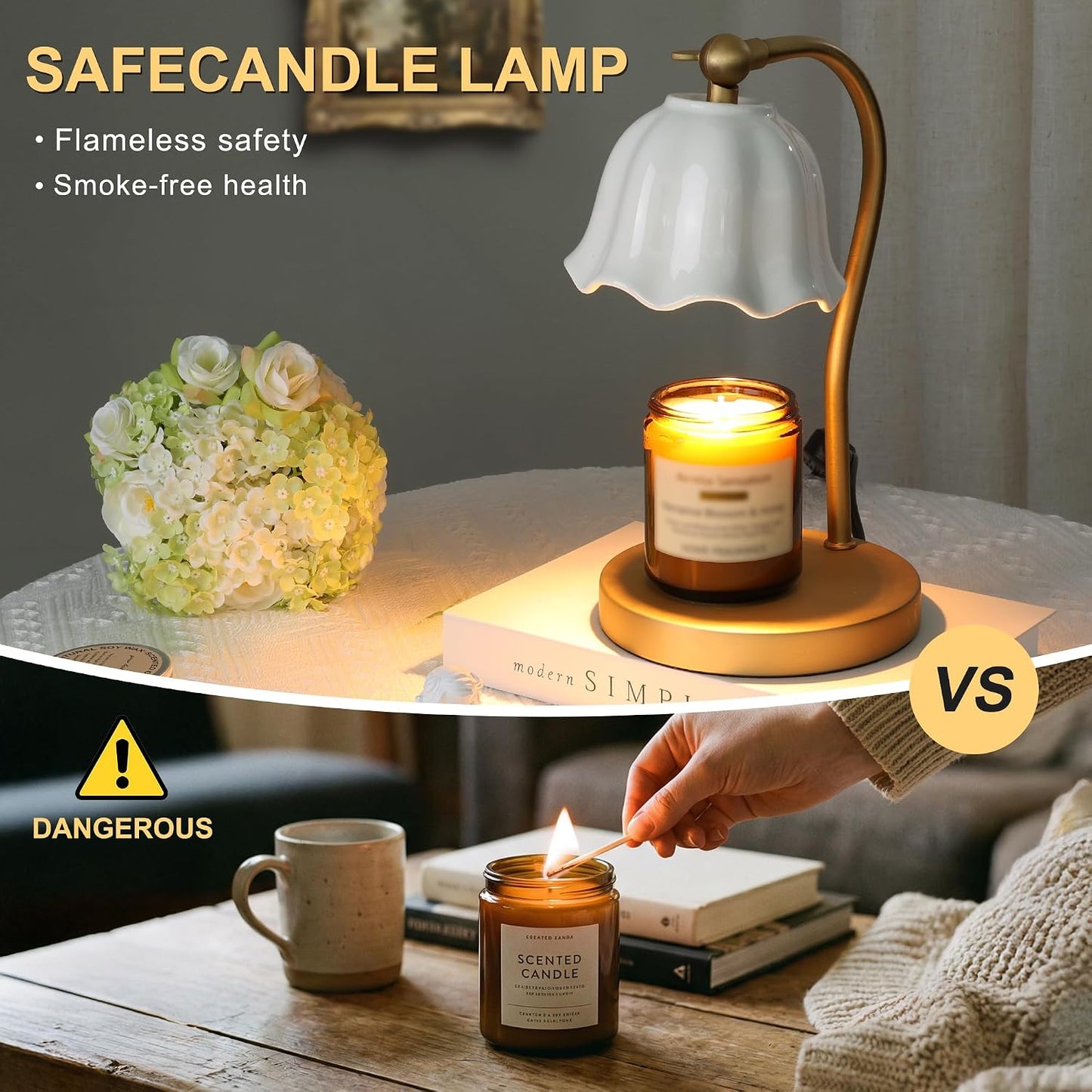 Candle Warmer Lamp with Timer Dimmer, Crystal Candle Lamp Birthday Gifts for Women, Mom, House Warming Gifts Wax Melt Warmer for Jar Candles with 2 Bulbs, Gold