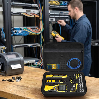 Case Compatible with Klein Tools VDV501-851 VDV500-123 VDV226-110 VDV427-300. Storage Carrying Travel Holder for Cable Tester for Scout Pro 3/ Tracer Probe/Wire Stripper and Accessories- Yellow Zipper