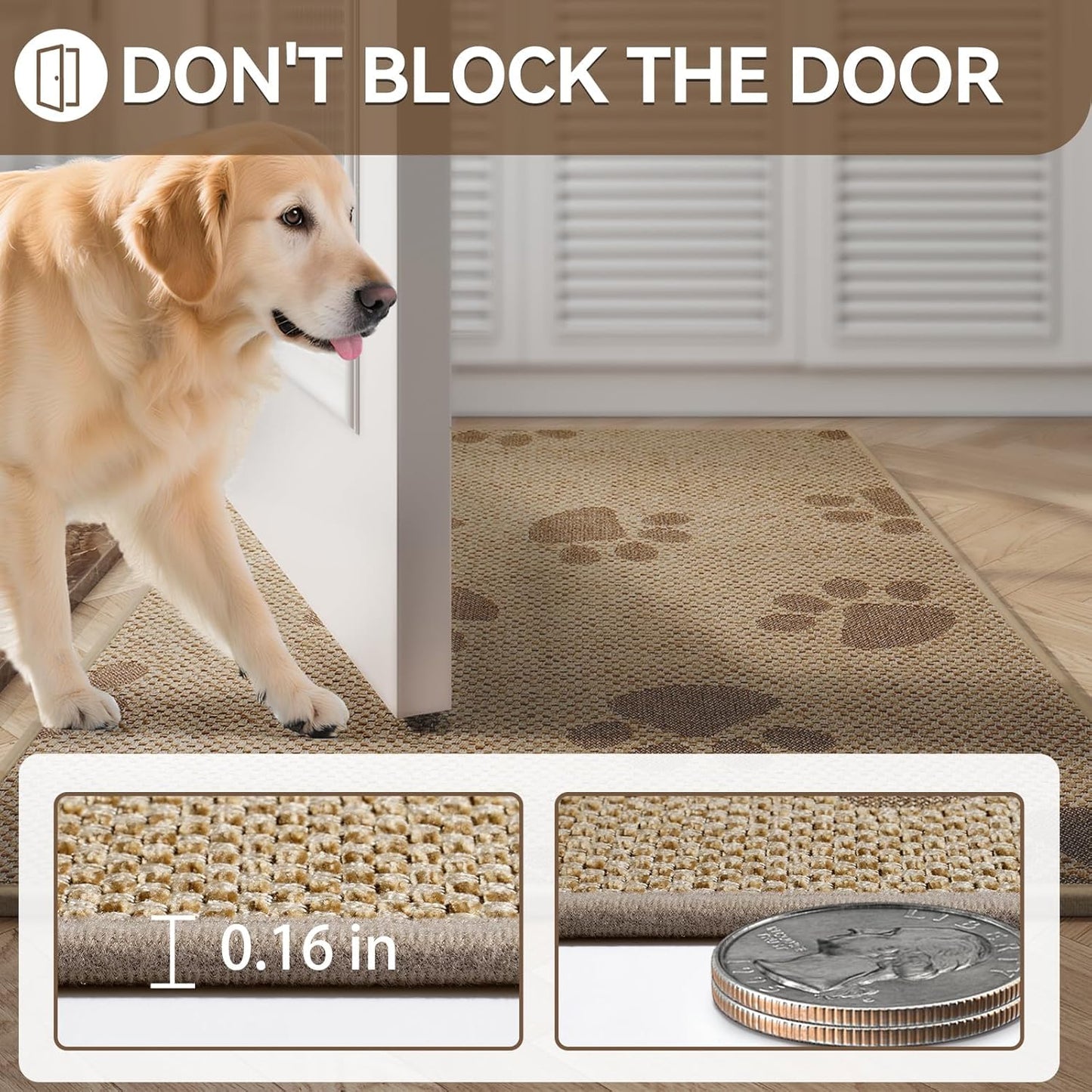 Door Mat 17"x30",Door Mat Indoor Entrance Dirt Resistant and Absorbent Non-Slip Rubber Backing Front Door Mats Washable Low-Profile Indoor Mats for Entryway, Inside Entrance Easy Clean Gray