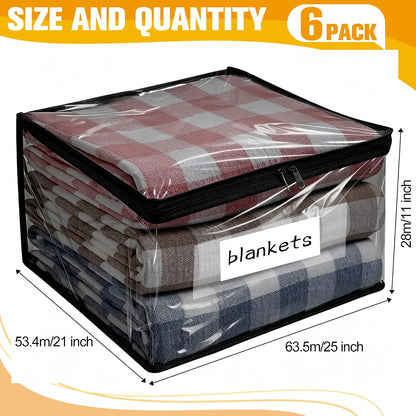Plastic Storage Bags with Easy-Glide Zipper, Pack of 8, Durable Clear Vinyl Zippered Storage Bags for Clothes Sweaters Comforters Blankets Sheets Bedding (15.7 x 13.8 x 3.9 Inch, White)