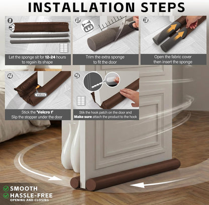 MAXTID Under Door Draft Stopper for Bottom of Doors 38" Black Door Blocker Noise ReducerLight Cold Air Guard Breeze Sound Proof Door Sweep Weather Stripping Door Seal Insulation Strip Gap Filler