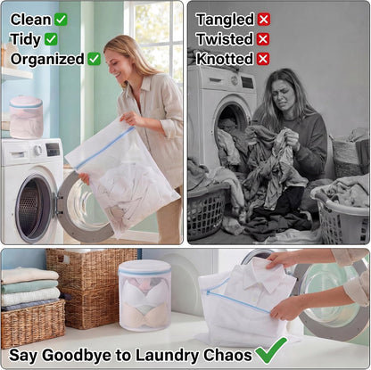Mesh Laundry Bags for Delicates, 6 Pack Bra Wash Bags with Auto-Lock Zipper | Fine mesh with auto-lock zippers, 1L 2M 2S 1 bra sizes, protects lingerie, socks and underwear in washing machine
