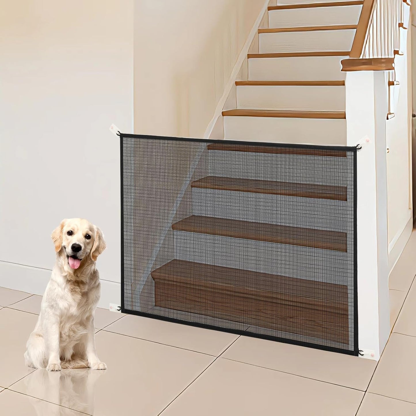 Cupount Dog Screen Mesh Gate for Stairs Pet Gates for The House: for Doorways Stairways Indoor 29 inches Tall, 38 inch Wide, Fits 32-35 inch Openings