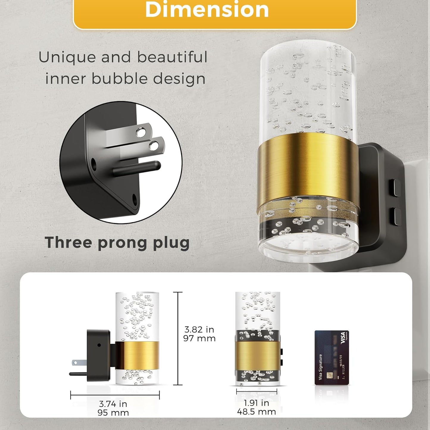 L LOHAS LED Night Light,Dimmable Night Lights Plug into Wall, 2 Pack Acrylic Nightlight with 0-100 LM Adjustable Brightness, 3000K Plug in Night Light with Dusk to Dawn Sensor, for Bathroom Hallway
