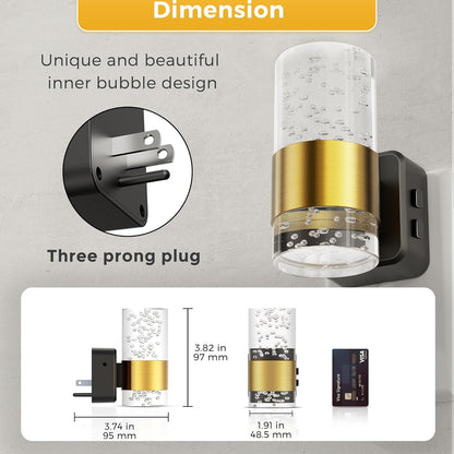 L LOHAS LED Night Light,Dimmable Night Lights Plug into Wall, 2 Pack Acrylic Nightlight with 0-100 LM Adjustable Brightness, 3000K Plug in Night Light with Dusk to Dawn Sensor, for Bathroom Hallway