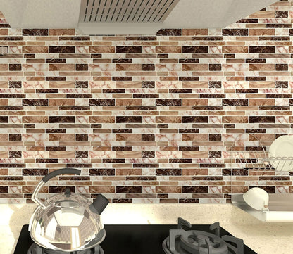 LONGKING Marble Peel and Stick Backsplash for Kitchen, 3D Adhesive Tile Backsplash for Kitchen, Bathroom, Wall Tile, 10 Sheets, 12" x 12"