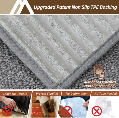 COSY HOMEER Edging Stair Treads Non-Slip Carpet Mat 28inX9in Indoor Stair Runners for Wooden Steps, Edging Stair Rugs for Kids and Dogs, 100% Polyester TPE Backing(4pc, Beige)
