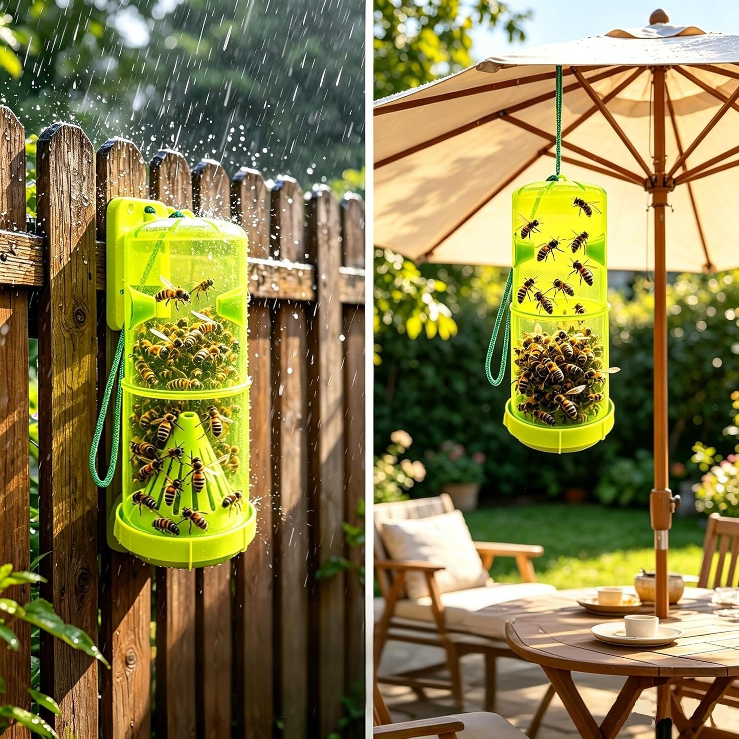 2 Pack Wasp Traps Outdoor Hanging, Carpenter Bee Traps for Outside Yellow Jacket Trap Hornet Trap Wasp Catchers Killer