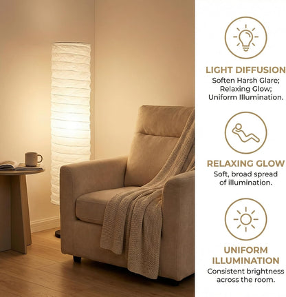 TOYANDONA Lamp Shade: Standing Paper Floor Lamp Shades Hanging Rice Paper Lampshade Replacement Foldable, Floor Light Cover Making Light Soft Ambient for Home, Bedroom Lighting Accessory (Minimalist)
