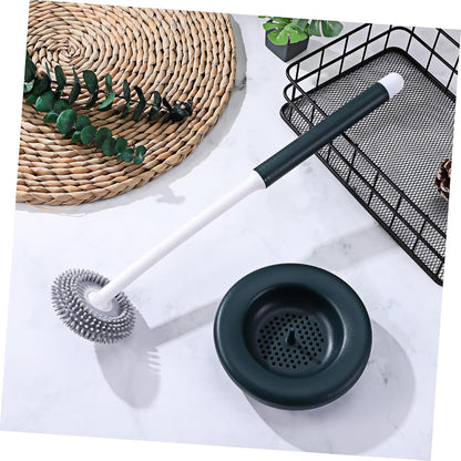 Alipis 1set Silicone Toilet Brush Holder Modern Design Scratch Bristles for Cleaning Quick-Drying Base Household Cleaning Accessories