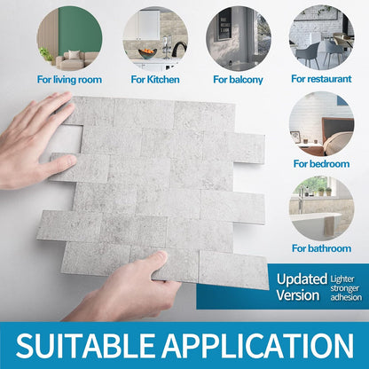 Art3d 10-Pack Peel and Stick Wall Tile for Backsplash, Stick on Stone Tile for Kitchen Bathroom Fireplace Vanitity in Stone Beige