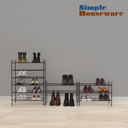 Simple Houseware 3-Tier Stackable Shoes Rack Storage Shelf, Black