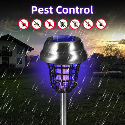 2026 Solar Bug Zapper Outdoor Waterproof Mosquito Repellent Outdoor Patio Mosquito Trap & Killer for Backyard, Garden, Farm, Solar Powered Fly Zapper for Small Flying Insect, Gnats, Flies, Moths(4)
