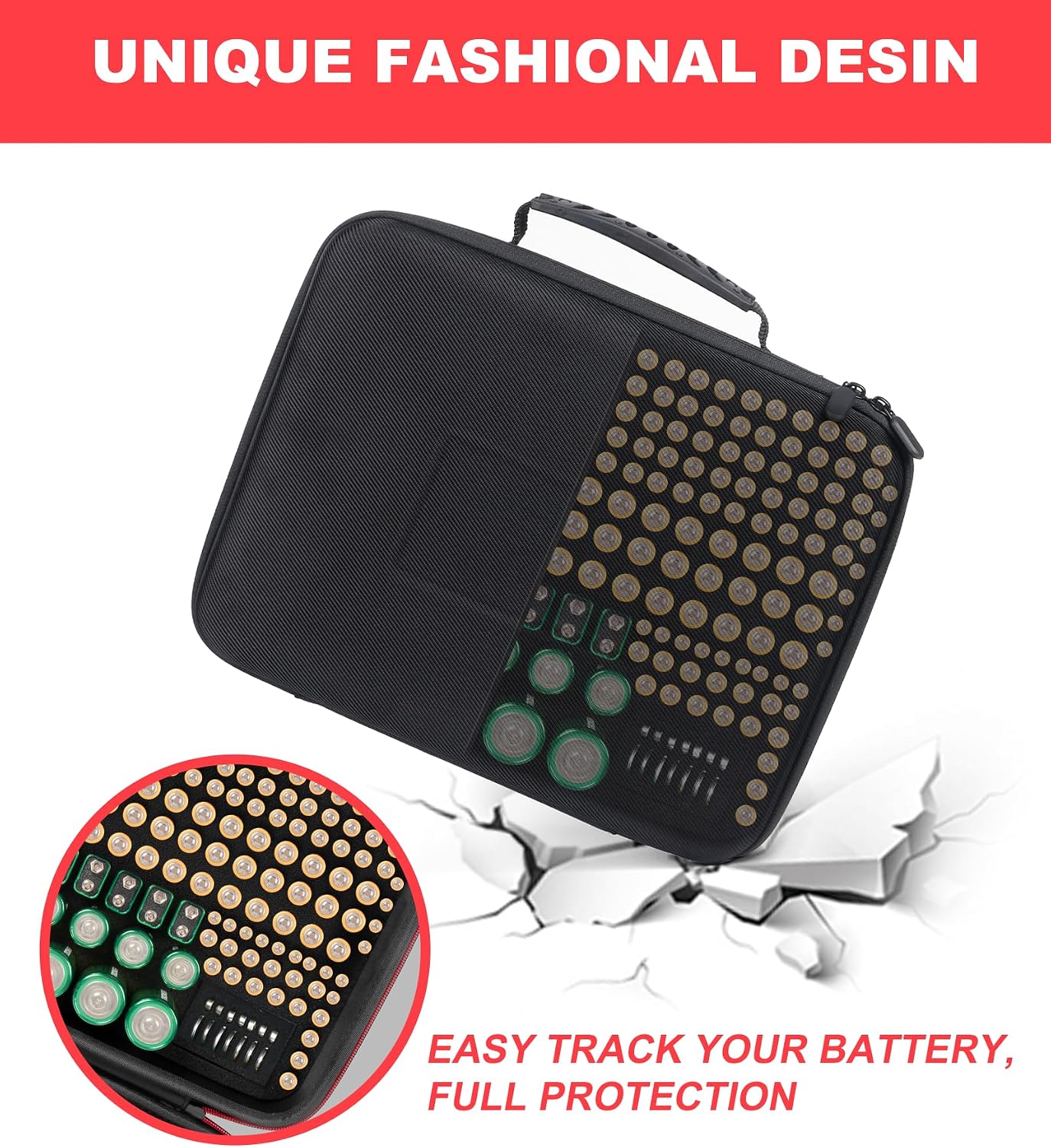 Battery Organizer Storage Case with Tester BT168, Hard Battery Daddy Storage Organizer Box Holds 148 Batteries AA AAA C D 9V Button Cell, Batteries Holder, Waterproof Batteriess Vault Box