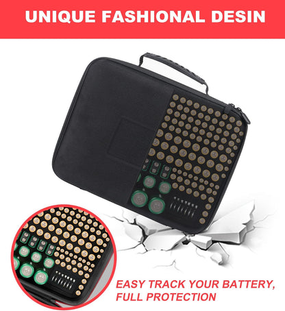 Battery Organizer Storage Case with Tester BT168, Hard Battery Daddy Storage Organizer Box Holds 148 Batteries AA AAA C D 9V Button Cell, Batteries Holder, Waterproof Batteriess Vault Box