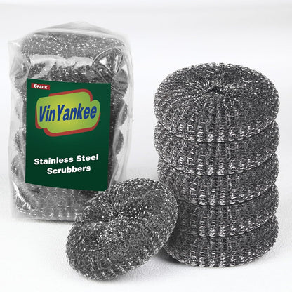 5Pcs Steel Wool Scrubber with Replacement Wire Sponge Pads Set, Stainless Steel Scrubber with Handle for Scouring Stubborn Messes from Cast Iron, Pots, Pans, Grill, Stoves, Sink(1 Scrubber+4 Pads)