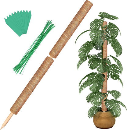 Augshy Moss Pole, 27 Inch Moss Poles - 2Pcs 17 Inch Plant Stakes Moss Sticks for Monstera Indoor Creepers Plant Support Extension Climbing Plants