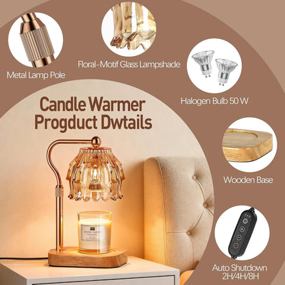 Candle Warmer Lamp with Timer Dimmer - Birthday Gift for Women Mom, Electric Wax Melter Warmer Adjustable Height for Jar Candles Housing Warming Home Decor