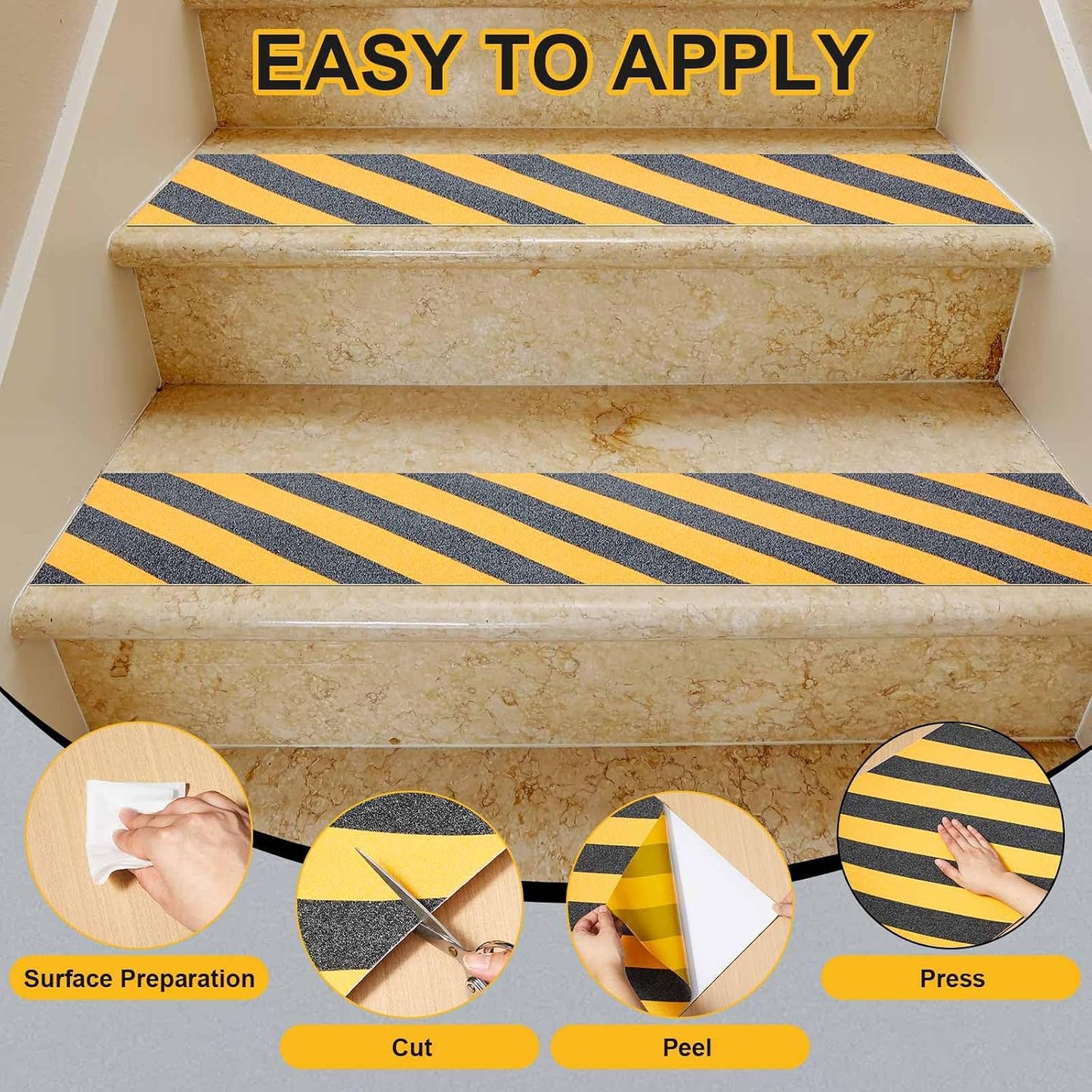 Watersay 8 Inch x 20 ft Anti Slip Traction Tape Waterproof Clear Non Skid Tape Durable Grip and Friction Stair Non Slip Strips Abrasive Adhesive for Stairs Steps Ramp Outdoor Indoor