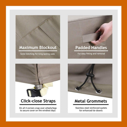 Patio Deck Box Cover, 63x30 Inch Fire Pit Covers with Straps and Handles, Waterproof Heavy Duty Outdoor Furniture Winter Cover for Keter, Suncast, Lifetime Container