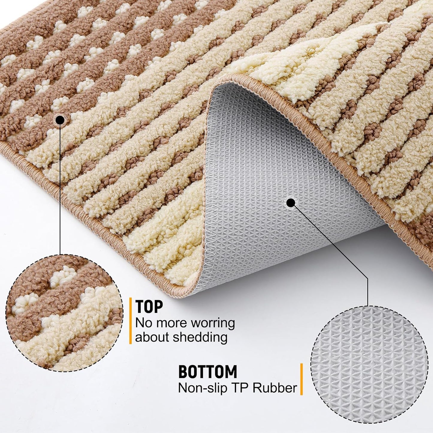 Kitinjoy Indoor Outdoor Door Mat, 32x20 Non-Slip Absorbent Dirt Trapper, Low-Profile Washable Inside Entrance Front Floor Mat, Sturdy Soft Entry Doormats for Entryway, Grey