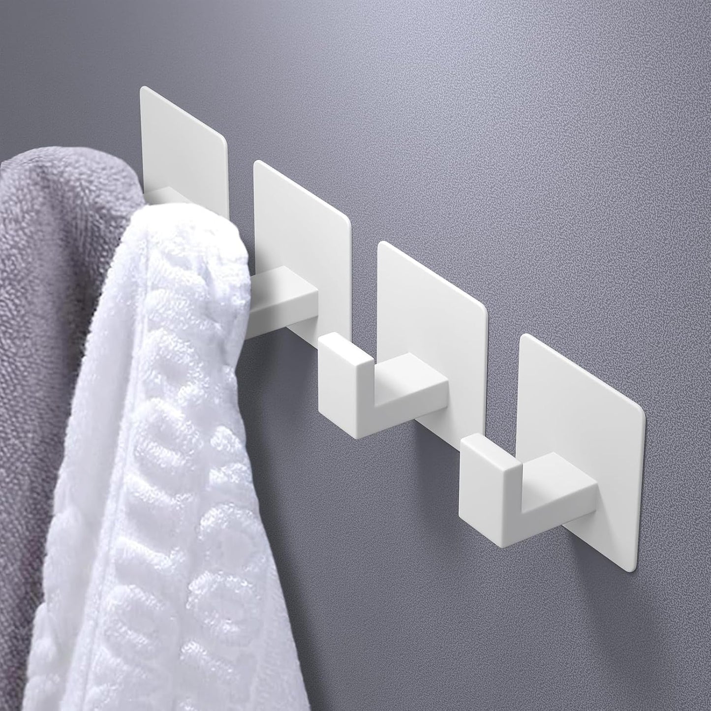 VAEHOLD 4 Pack Adhesive Towel Hooks, Heavy Duty Wall Hooks Aluminum Hooks Stick on Door, Kitchen, Bathroom for Hanging Coat, Hat, Towel, Robe, Clothes (Black)