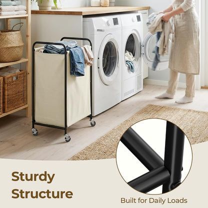 GRANNY SAYS 2 Section 130L Laundry Sorter, Large Laundry Hamper Basket with Wheels and Handles, Durable and Sturdy Rolling Cart for Laundry Room, Hotel, Bedroom, Beige