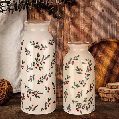 2 Pcs Ceramic Small Vase Rustic Farmhouse Vase Boho Vases Home Decoration for Your Kitchen Bedroom Office Bathroom & Shelf Centerpiece Table Decorative(Simplicity)