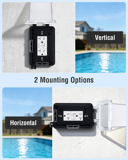 SURAIELEC Extra-Deep Outdoor Outlet Cover, 1-Gang, 4" Extra-Deep Receptacle Cover, NEMA 3R Weatherproof, Horizontal/Vertical Mount, Compatible with GFCI, Duplex Outlets & Switches, Black, 1-Pack