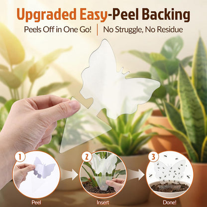 100 Pack Gnat Traps, Double Sided Plant Sticky Traps for Flying Insects, Clear Flying Bug Catcher for Indoor Outdoor Fruit Flies, Mosquitoes, Easy Release Liner for Plants, House