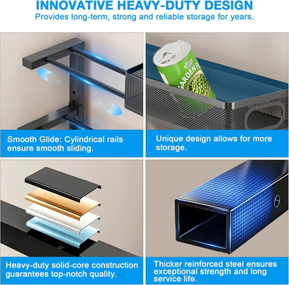 2-Tier bathroom cabinet organizer, bathroom organizers and storage with Adjustable Removable Dividers,Under Sink Organizing,Under Sink and Pull-Out Cabinet Organizer for Kitchen and Pantry Storage