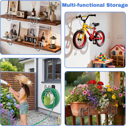 Garden Hose Holder Wall Mount Water Hose Holders for Outside | Metal Hose Hanger with Hook Heavy Duty Garden Hose Reel for Outside Yard Lawn Storage