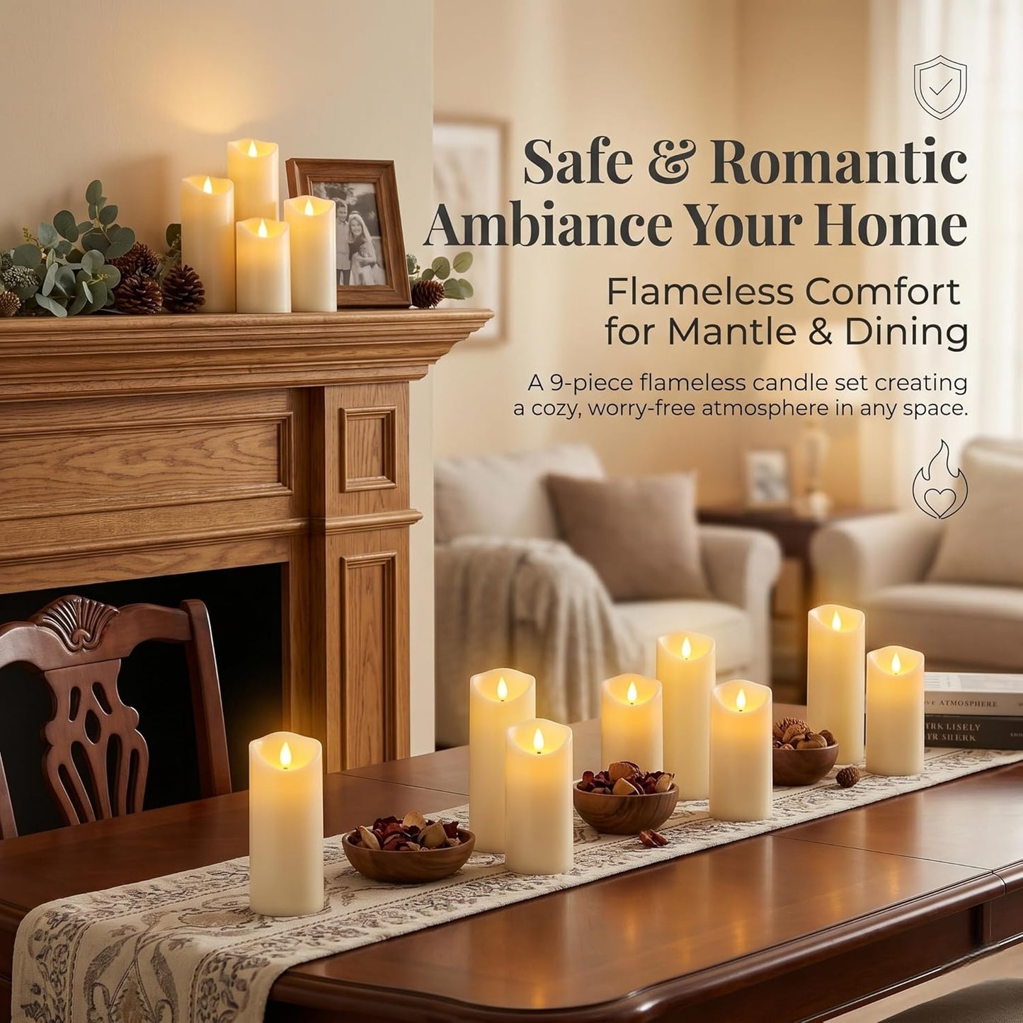 Set of 24 Slim Outdoor LED Candles, Battery Operated Flickering Fake Candles with 10-Key Timers for Patio & Porch Decor, 2.2 Inch Diameter Waterproof Resin Pillars for Large Events & Sconces (White)