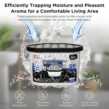 W&E Choice Moisture Absorbers with Ocean Breeze, Portable Dehumidifier for Closet & Bathrooms, Kitchen, Humidity Absorber Odor Eliminator Absorber 6 Pack