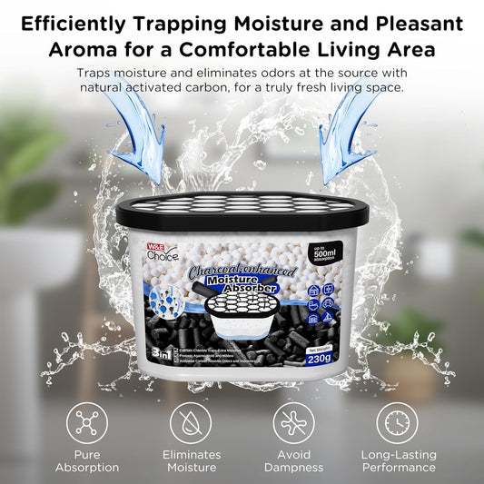 W&E Choice Moisture Absorbers with Ocean Breeze, Portable Dehumidifier for Closet & Bathrooms, Kitchen, Humidity Absorber Odor Eliminator Absorber 6 Pack