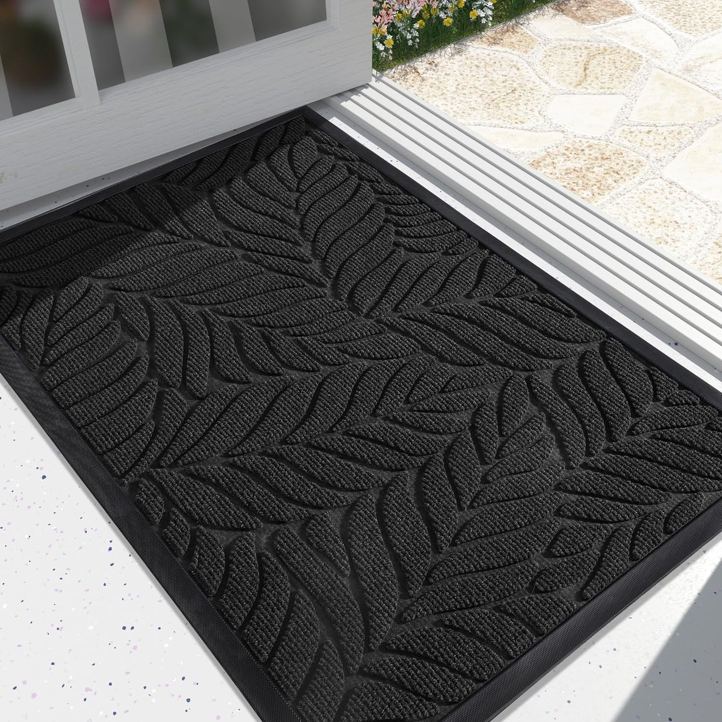Yimobra Front Door Mat Outdoor Indoor, 29.5x17 All-Season Waterproof Door Mat Outside Entrance, All-Weather Non-Slip Outside Doormat for Garage Patio Entryway, Brown