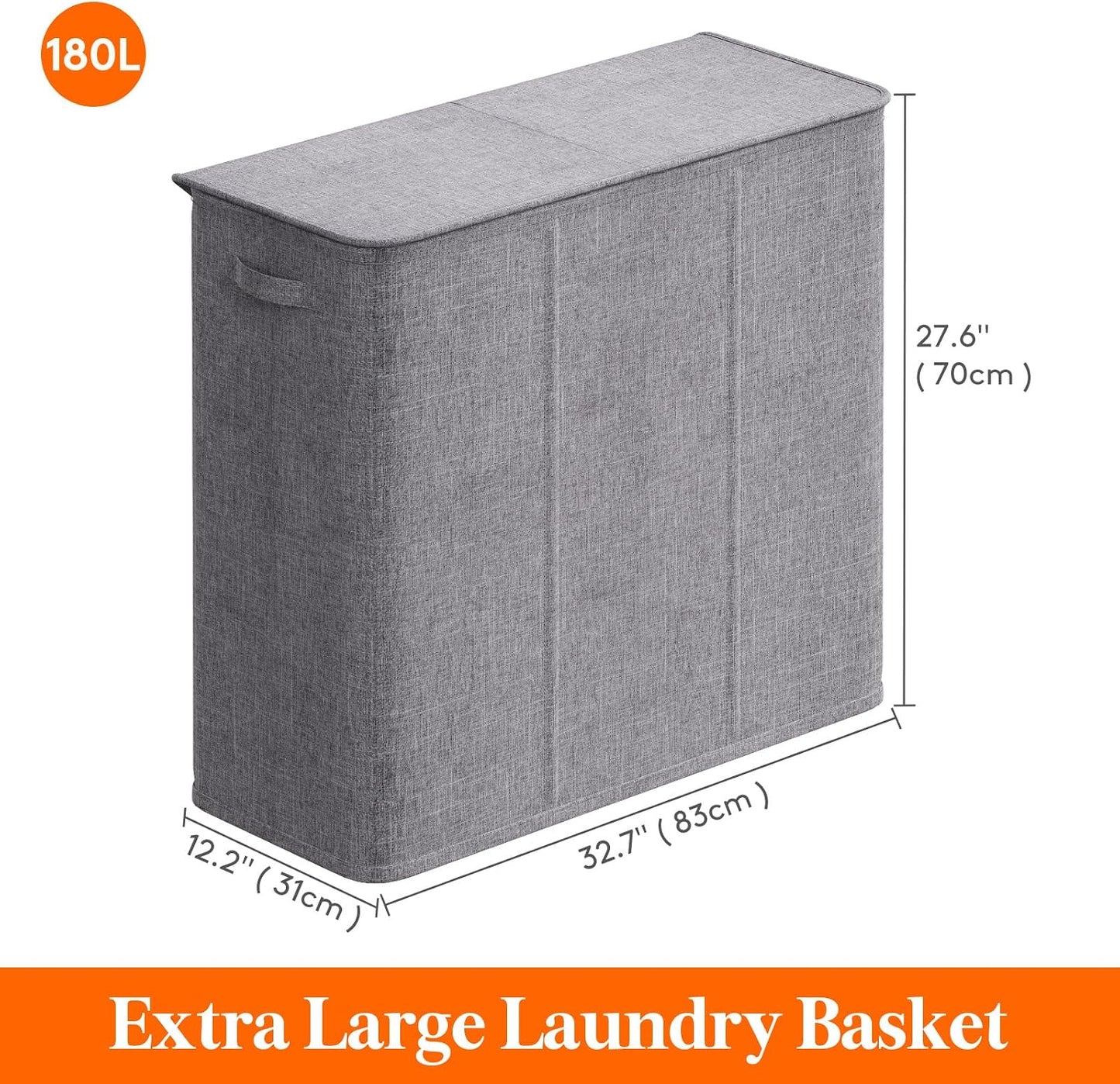 Lifewit Double Laundry Hamper with Lid and Removable Laundry Bags, Large Collapsible 2 Dividers Dirty Clothes Basket with Handles for Bedroom Laundry Room Closet Bathroom College, 136L Beige